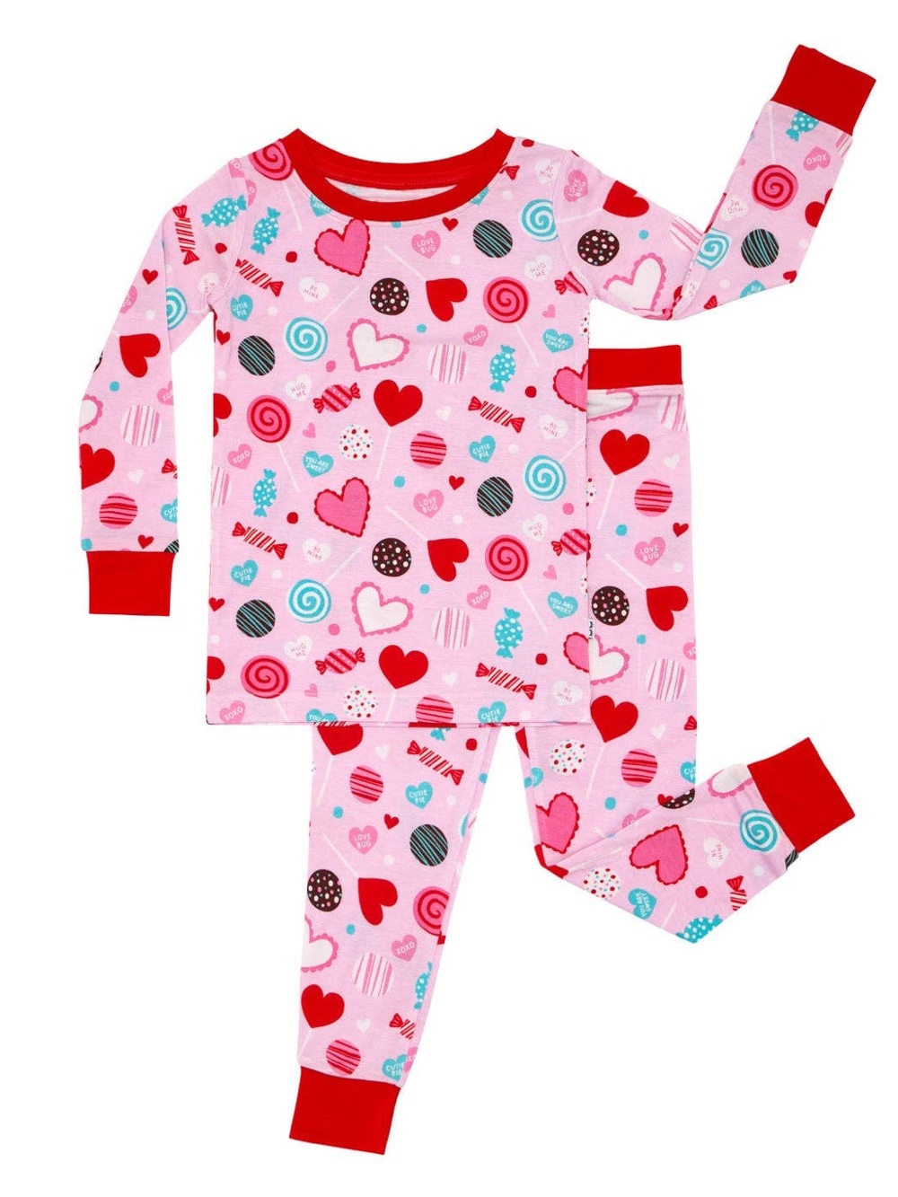 Little Sleepies Pink Sweet Valentine Two-Piece Bamboo Viscose Pajama Set sz 7/8